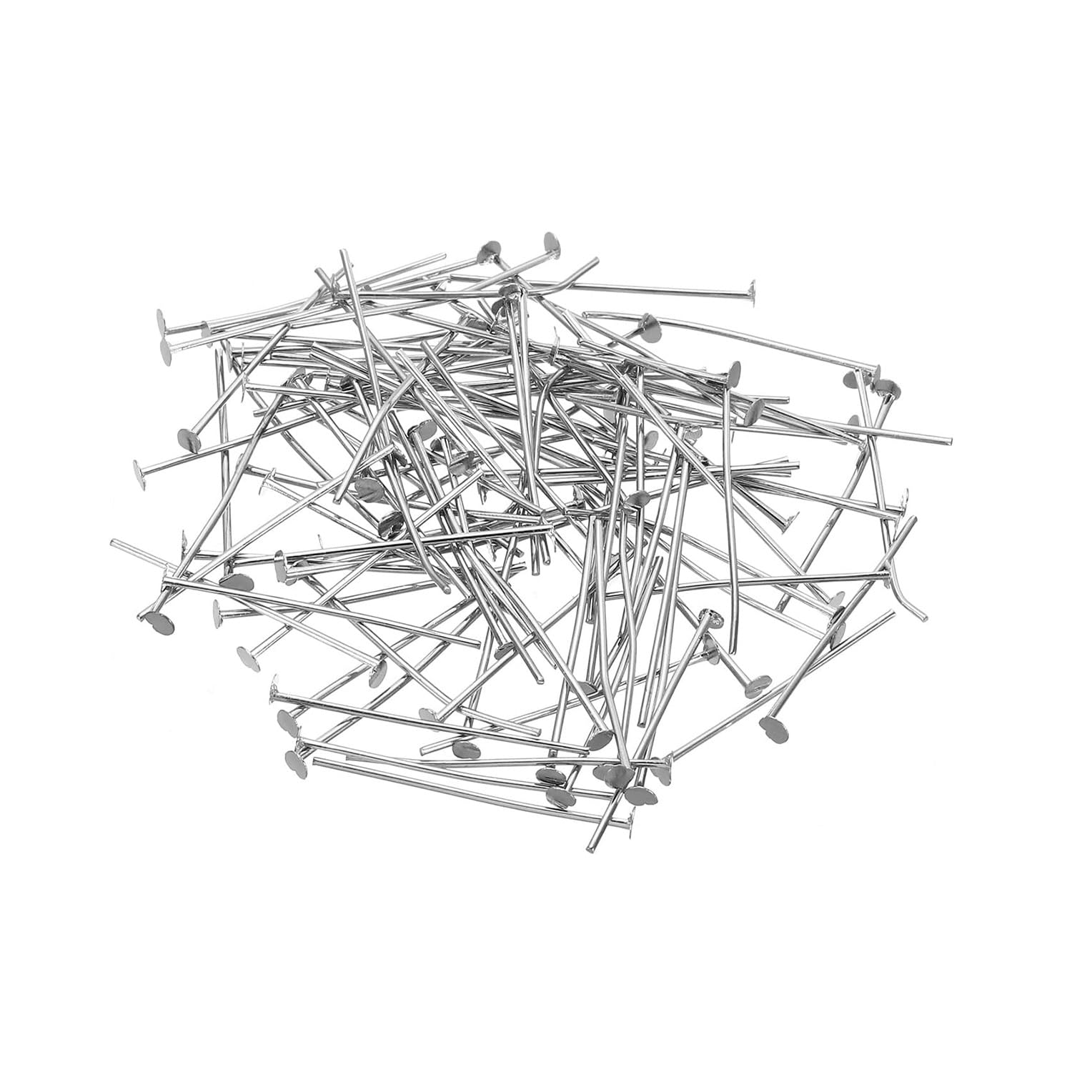 ZYAMY 300pcs Chandelier Connector Clip Pins, 3 x 30mm L Chandelier Replacement Prism Copper Pins for Fastening Suncatcher Crystals Parts, Silver