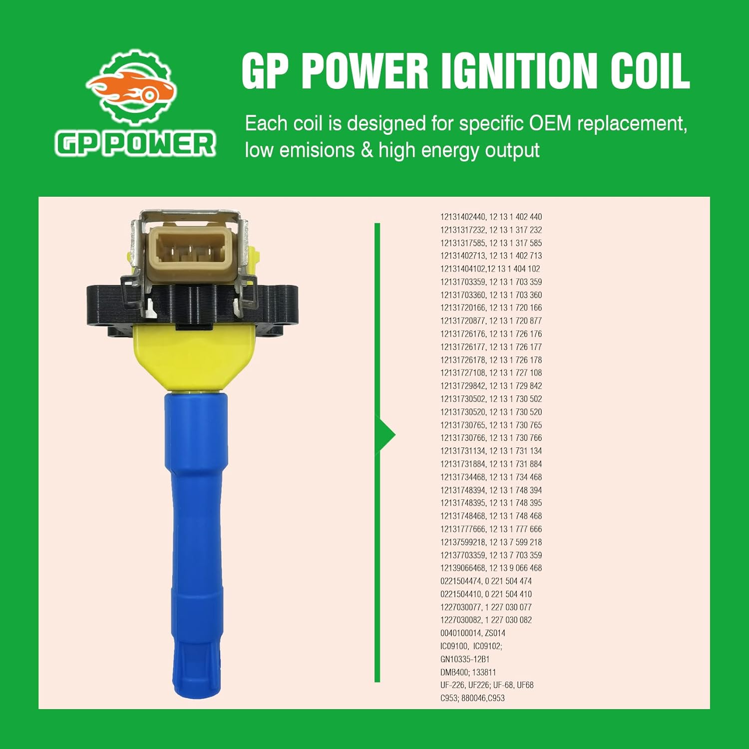 IGNITION COILS UF226 UF68 SET OF 6 COMPATIBLE WITH BMW 318 320 325 520 525 530 540 730 740 840 M3 1.8 2.0 2.5 3.0 4.0 L4 L6 V8 E32 E34 E36 E38 M50 M52 M60