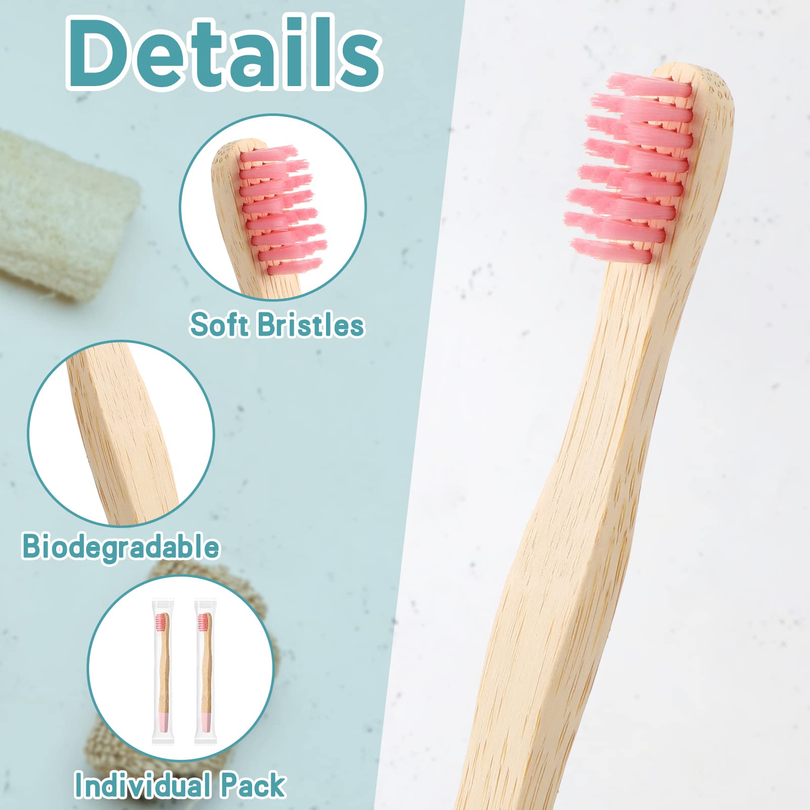 Estune Spazzolini da denti per bambini in bambù con setole morbide, confezionati singolarmente, spazzolini da denti manuali da viaggio, per bambini, adulti, scuola, viaggi, forniture orali da 14 cm