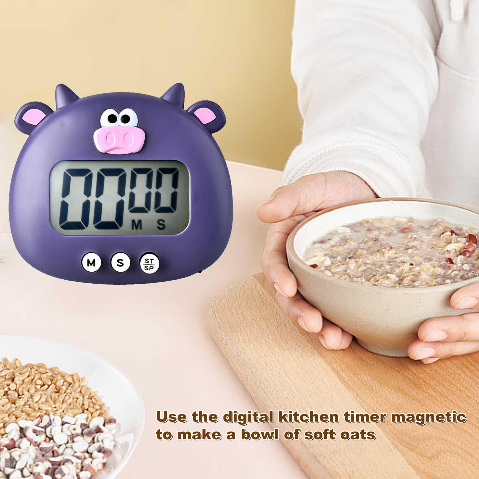 Magnetic Kitchen Timer Countdown Digital Electronic Cute Cartoon Animal Digital Kitchen Cooking Timer with ON Off Switches for Cooking Bake Egg Toothbrush Classroom Teacher - Image 3