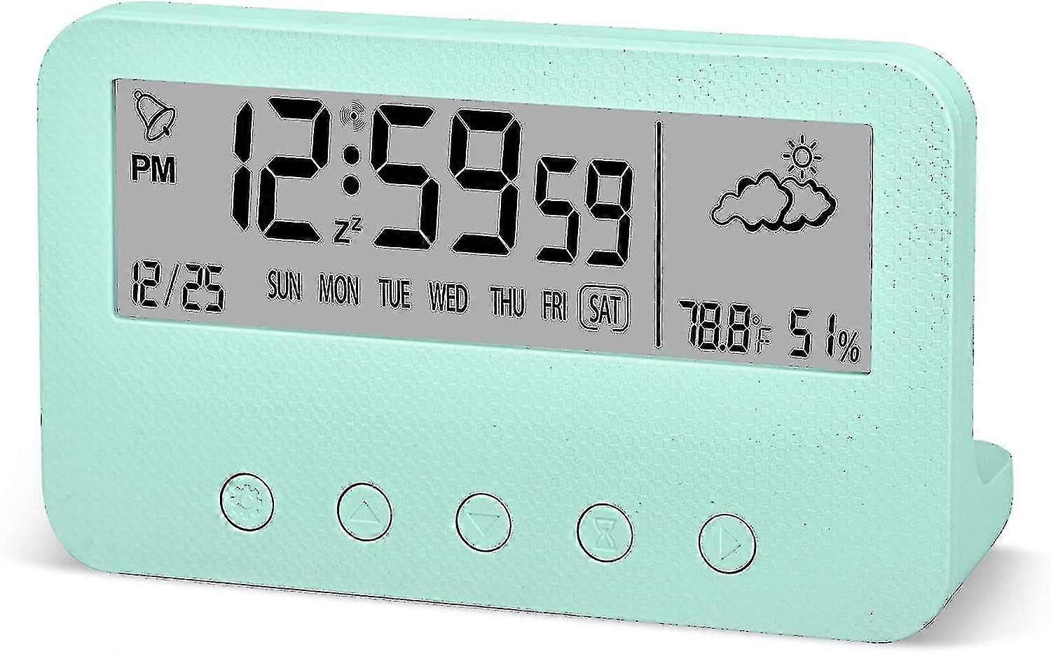 JOYHAPPST Digital Alarm Clock For Bedrooms,battery Operated Desk Clock,with Countdown,weather
