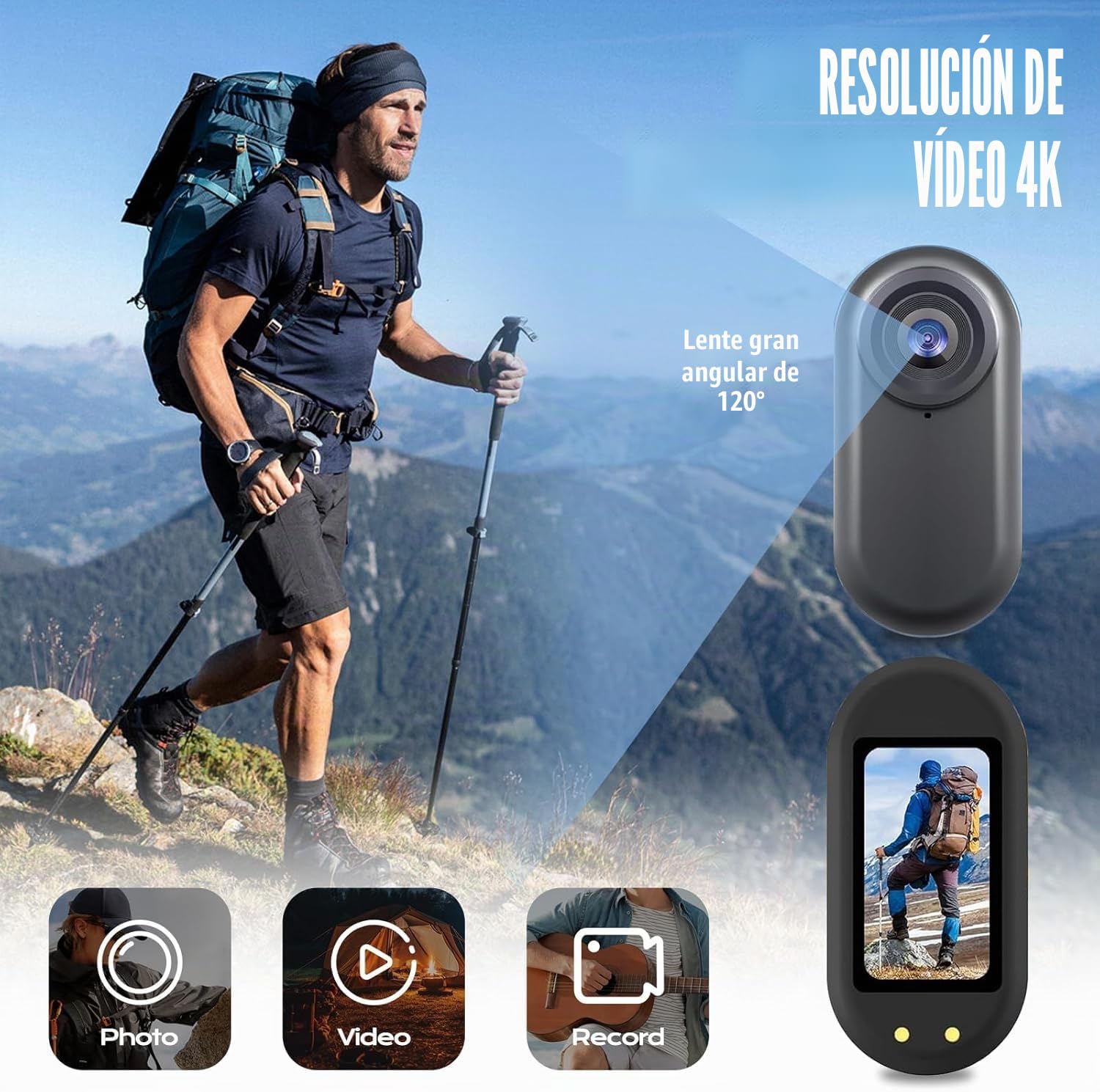 Mini Camara Acción 360 Cámara Deportiva WiFi Bodycam Cámara Casco Moto Magnética 1080P Camera Corporal Buceo Impermeable CAM Vlog POV para Deportes Actividades al Aire Libre Negro