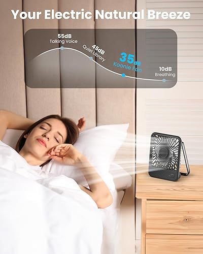 Miniatura 5 de Koonie Ventilador de escritorio, ultra silencioso de 2.5 a 11 horas, pequeño ventilador USB con viento fuerte, plegable de inclinación de 180 y 3