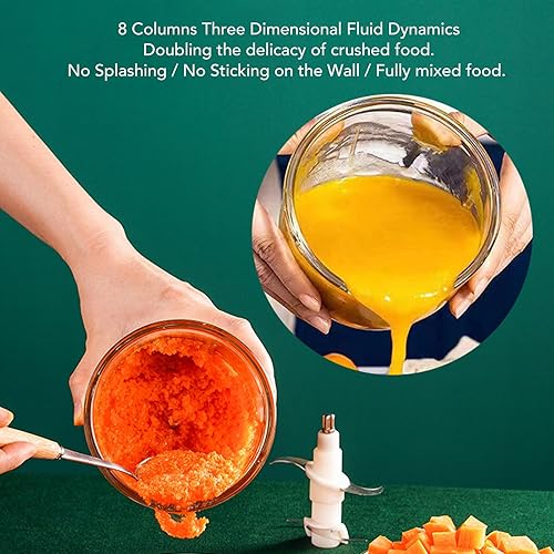 Miniatura 7 de Procesador de alimentos para bebés inalámbrico recargable de 1500 mAh, procesador de alimentos eléctrico de 10.1 fl oz, trituradora de carne casera,