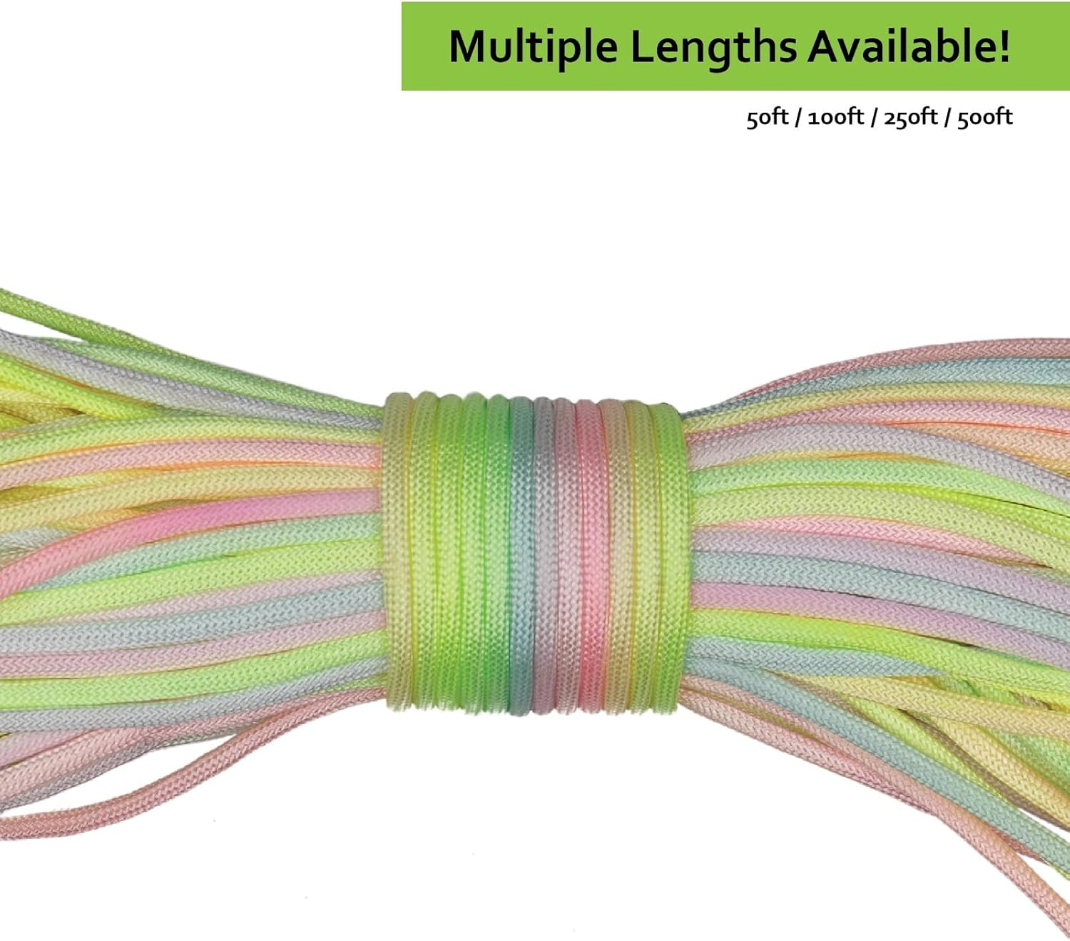 West Coast Paracord Pastel Rainbow 550 Paracord -500ft - Soft Nylon - Tactical, Utility, & Outdoor Rope - Bulk Durable Gear