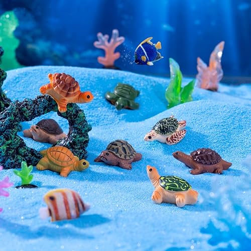 Miniatura 3 de MAOMIA 8 piezas de resina de playa tortuga marina miniatura, decoración de pecera, jardín de hadas, casa de muñecas, decoración de paisaje