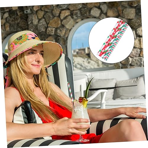 Miniatura 8 de Didiseaon Pajitas de papel de Navidad, pajitas de Navidad, pajitas de Navidad, pajitas rojas y verdes, pajitas de plástico con patrón de Navidad,