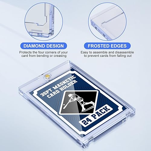 Miniatura 5 de 35pt Magnetic Card Holder for Trading Cards, 24 Pack Baseball Cards Protectors Hard Plastic for Collectible Sports Cards Acrylic Display Card Cases