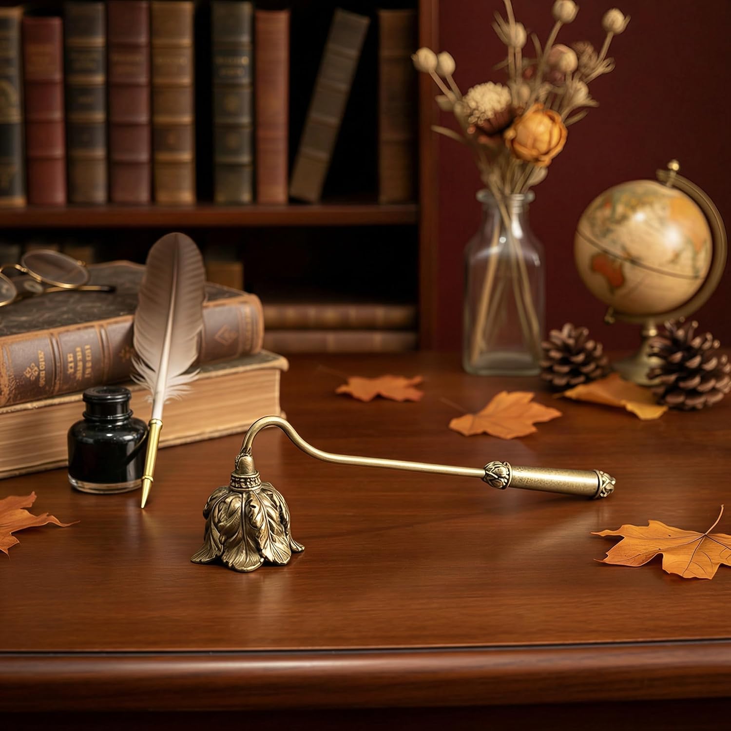 NIKKY HOME Candle Snuffer with Flower Vintage Candle Extinguisher Decorative Metal Wick Flame Snuffer Candle Accessory