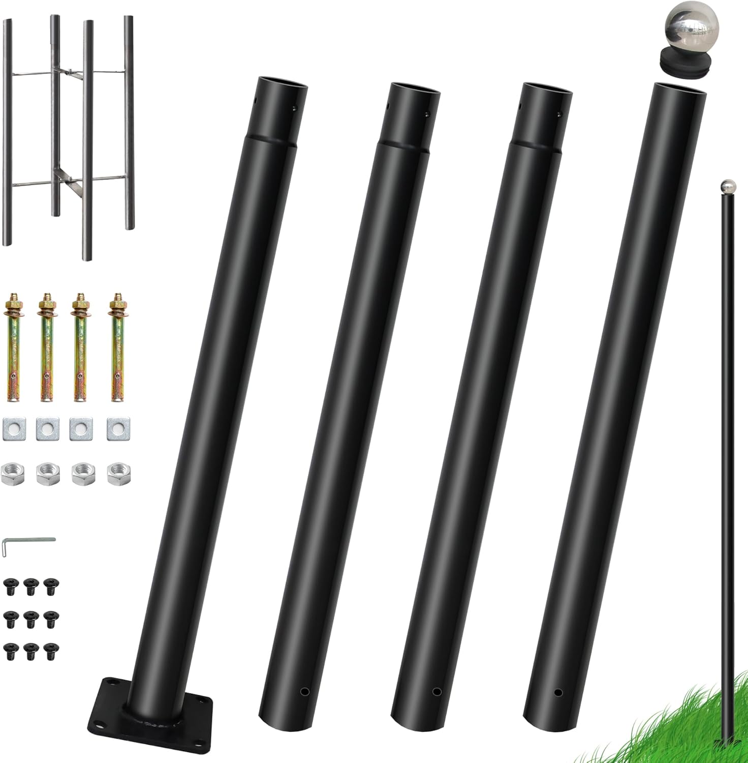 13Ft Street Light Pole, Outdoor Solar Street Lamp Posts with Adjustable Height, Galvanized Steel Spit Street Lamp Pole Post with 2 Installation Ways for Garden, Backyard, Parking Lot, Driveways