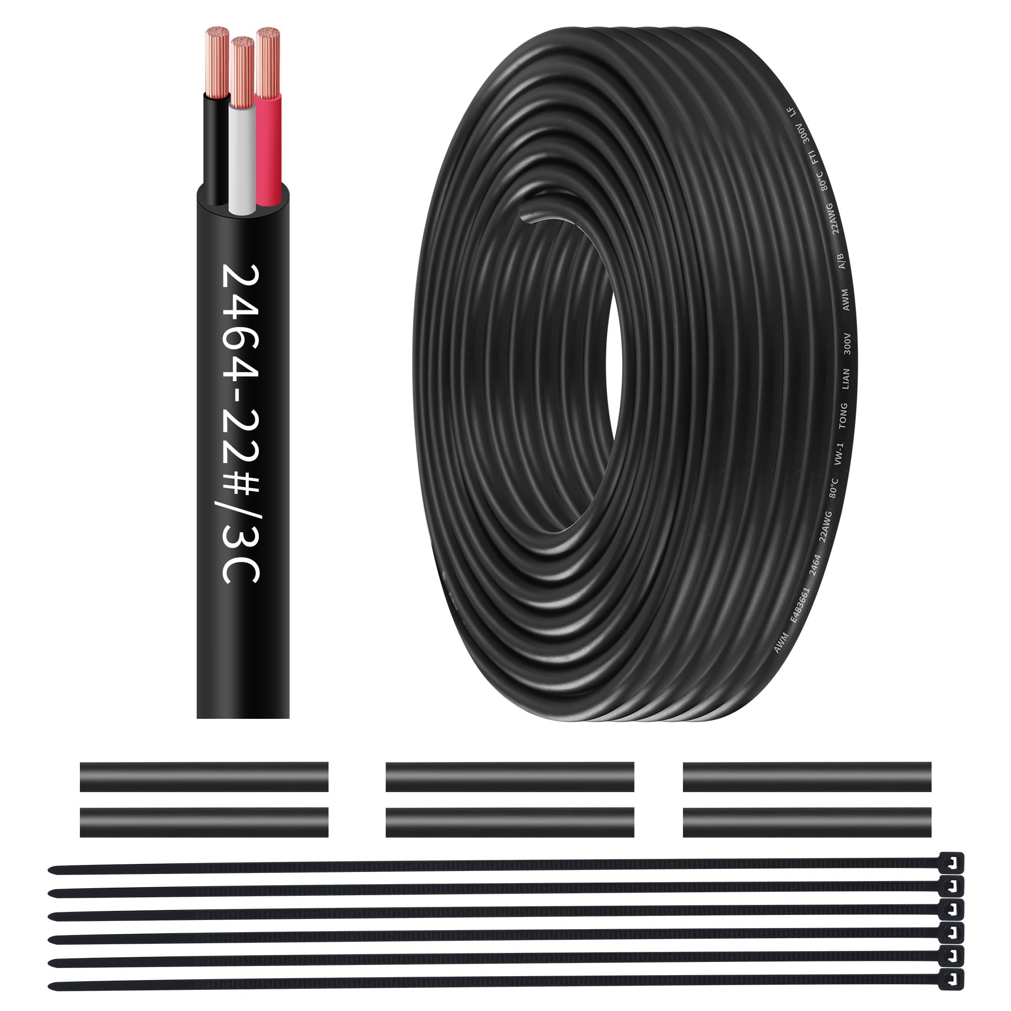 22 Gauge Wire 3 Conductor Electrical Wire UL2464 25Ft 22/3 Low Voltage 22 AWG Wire Flexible Extension Cord Stranded Tinned Copper Wire for Lamp