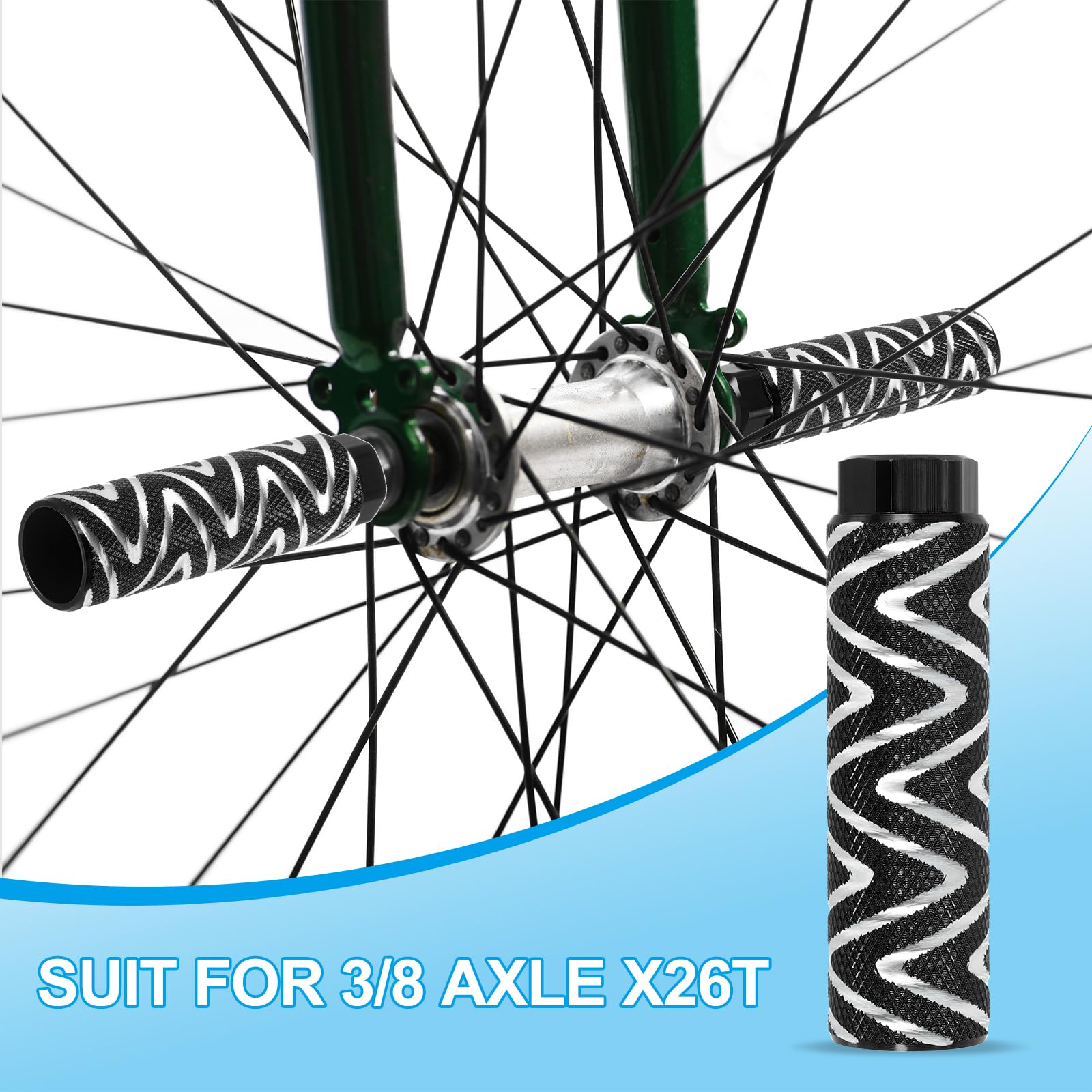 PATIKIL Aluminum Alloy S-Shape Bike Pegs Fit 3/8 inch Axles - Image 4