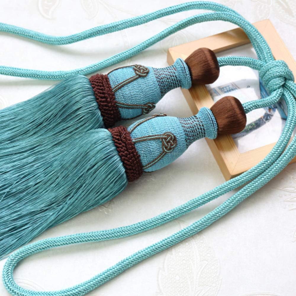 Curtain Tassel Tiebacks, Rustic Window Curtain Tieback 1 Pair Drapery Holdback Tassel for Porch Garden Decoration Treatment Accessory(Champagne)