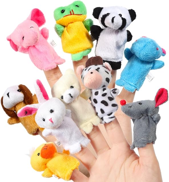 Acekid Animal Finger Puppets, Kids Finger Puppet Theater, Hand Puppet Party Favors Kids Birthday (10pcs)
