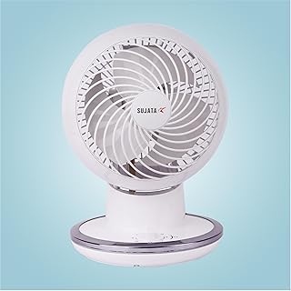 Sujata Table Fan for Home | 2100 RPM, 2 Years Warranty | Small Table Fan High Speed for Home, 180 mm Compact Fan with Balanced Blades, Adjustable Tilt, Portable (STF 1800HS - White)