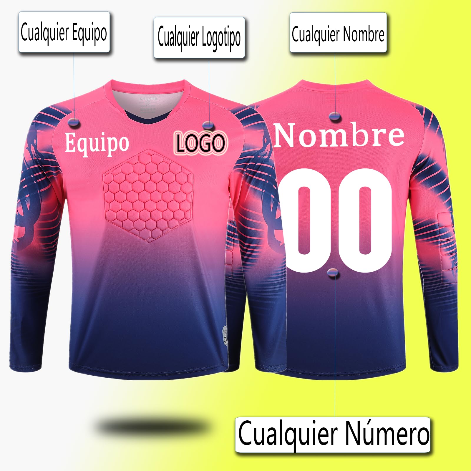 OPUTWDF Camiseta Portero Futbol con Protecciones en los Codos Transpirable