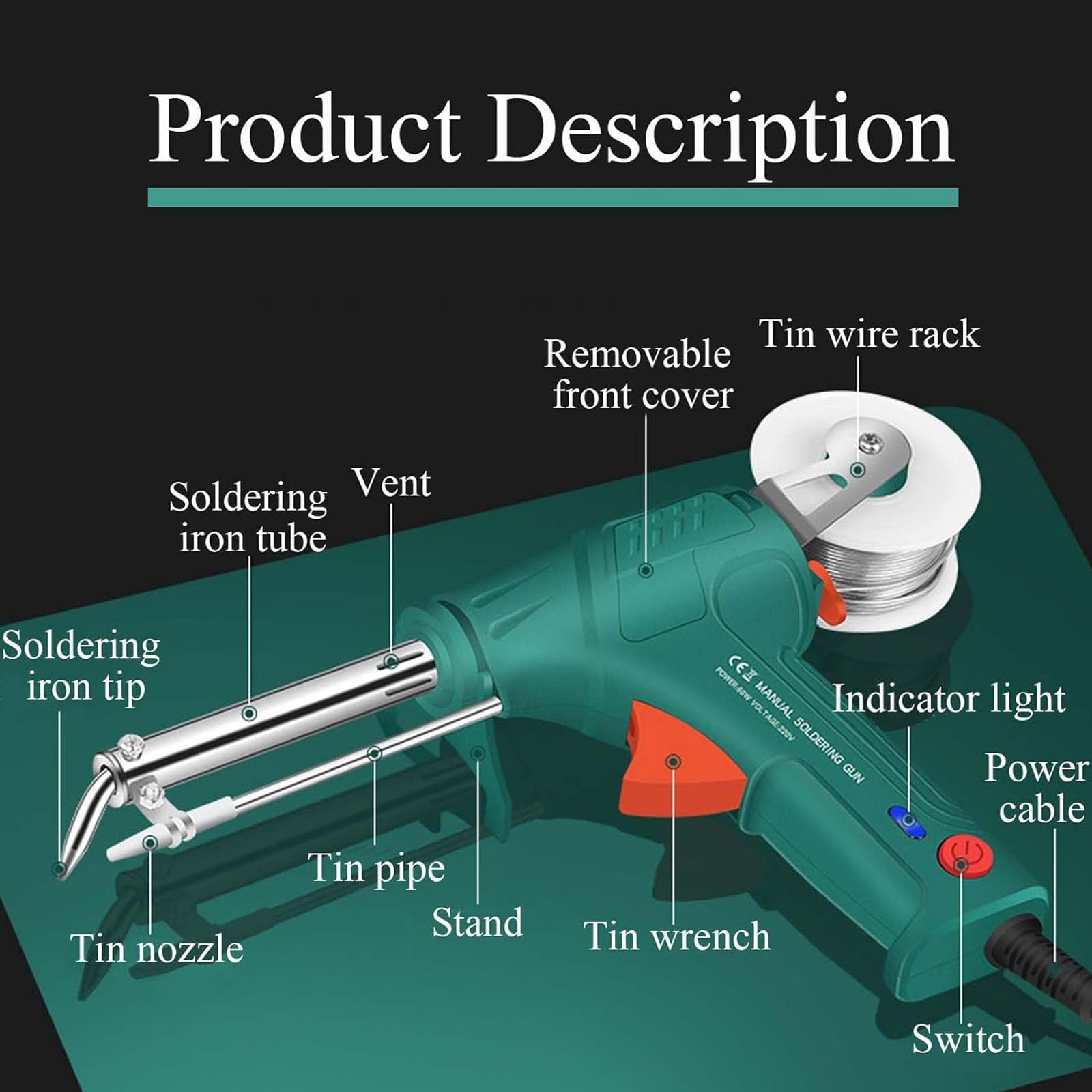 Pistola de Soldadura de Estaño con Calor Externo Portátil de 220V Soldador de Estaño Automático de Mano de 60W Soldador Eléctrico Doméstico para Reparación de Electrónica