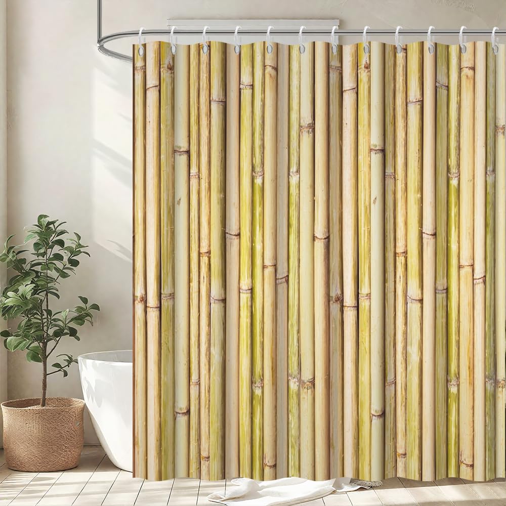 Cortina de Ducha de Hoja Eucalipto, Cortinas de Ducha Verde Oro Abstracto Planta Cortinas de Baño Antimoho Impermeable Lavable Tejido de Poliéster Cortina Ducha con 12 Ganchos 120x200cm — view 51