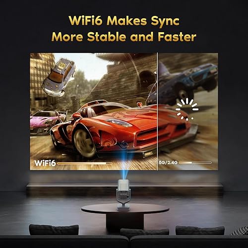 Miniatura 5 de Mini proyector portátil con WiFi 6 y Bluetooth 5.2 Android, soporte 1080P 4K con aplicaciones integradas, 200 lúmenes ANSI, Keystone automático,