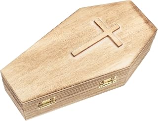 Beavorty Halloween Coffin Jewelry Box Wooden Portable Reusable Storage | Classic Chic Decor, Lightweight Case, No Fading Finish, Party Display, Ring Organizer