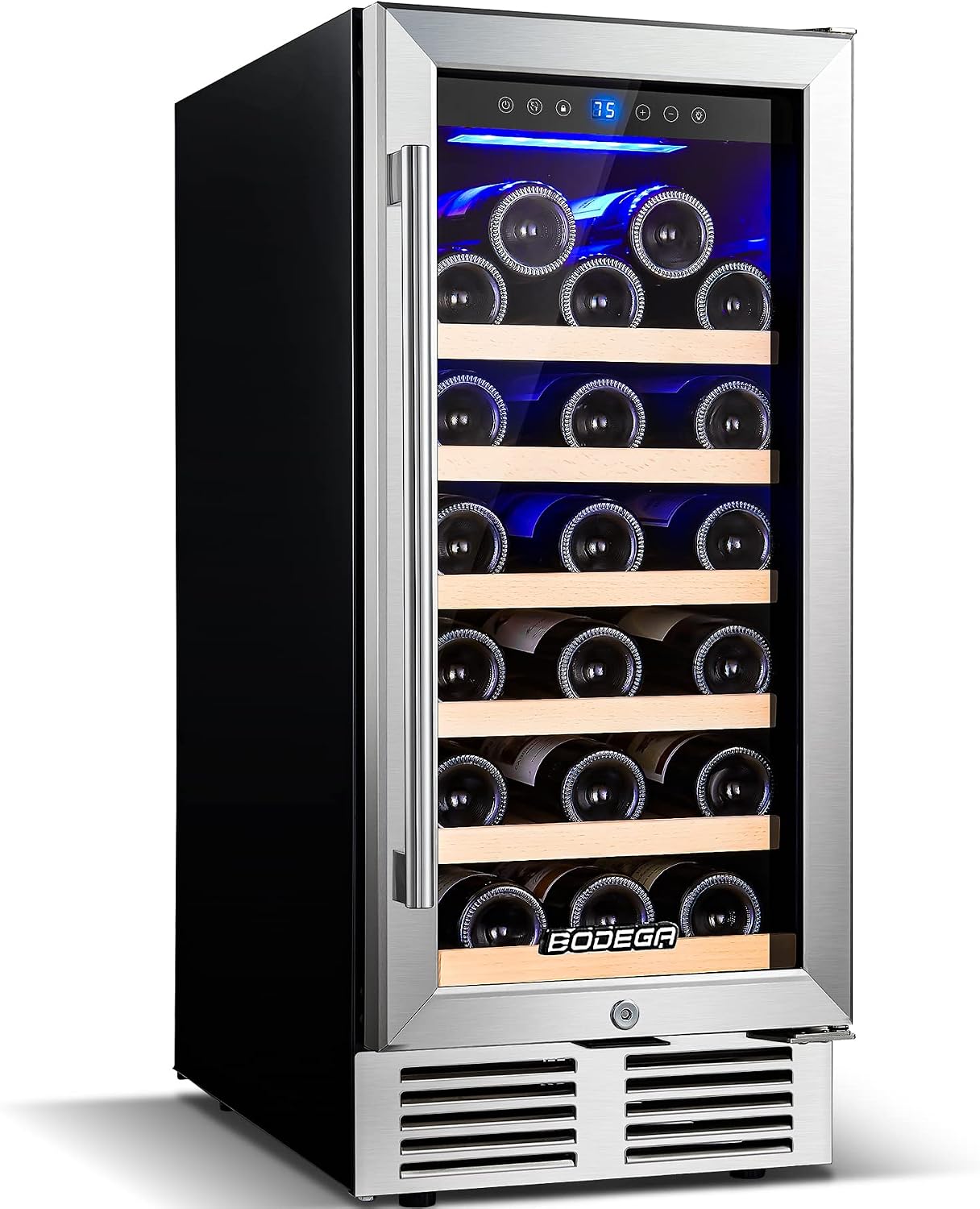 One-Day Sale: Up to 60% Off BODEGA 15 Inch Wine Cooler,Upgrade Wine Refrigerator 31 Bottle with Quiet Compressor Cooling Constant Temperature System Front Vent Built-in or Freestanding Wine Fridge For Red Wine White or Champagne