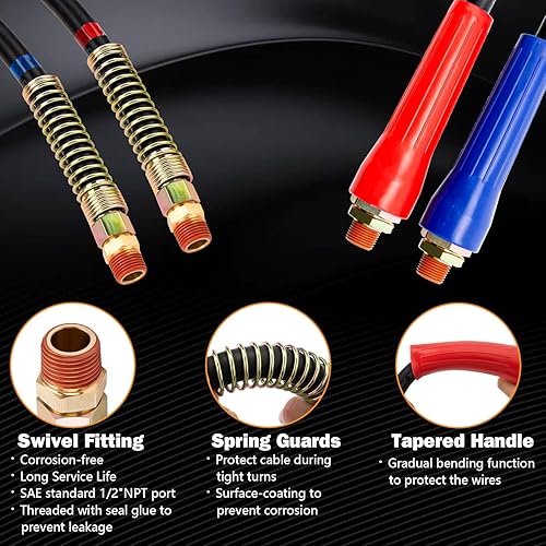 Miniatura 4 de KOOTANS Cable eléctrico ABS 3 en 1 de 15 pies y manguera de goma de 7 vías con servicio de aluminio de emergencia y asas de extensión para