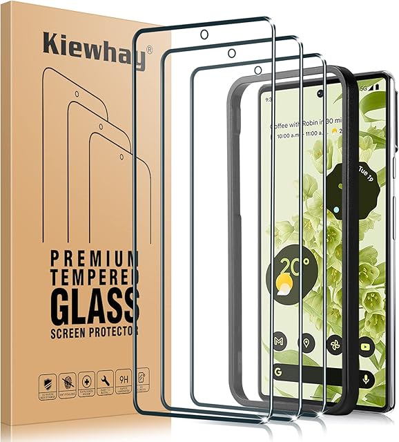 Kiewhay Tempered Glass Compatible with Google Pixel 6 Screen Protector 6.4'', [3 Pack] [9H Hardness] [No Bubbles] [with Installation Frame] 99.99% HD Tempered Glass Screen Protector