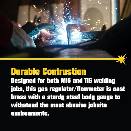 Miniatura 5 de PrimeWeld Regulador del medidor de flujo de soldadura, CO2, argón, helio, metro único, medidor de gas de soldador