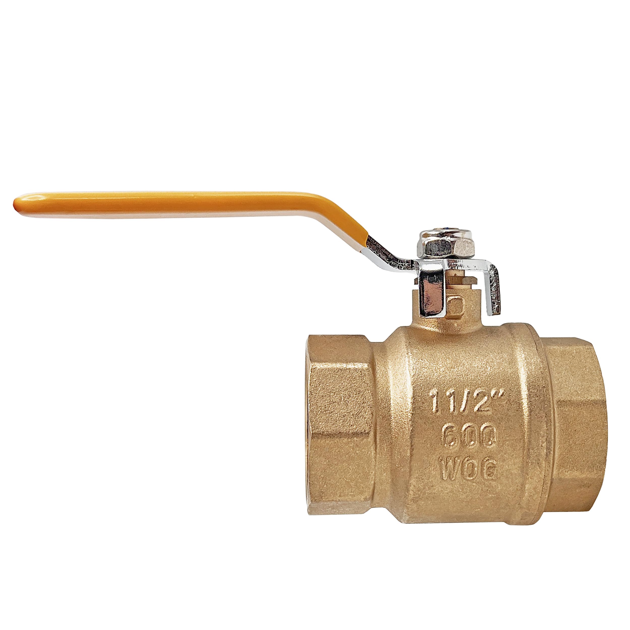 Válvula de bola de puerto completo de 1-1/2 pulgadas, válvula de bola de latón sin plomo de 1.5 pulgadas, conector NPT roscado hembra, 150 PSI WSP 600 PSI WOG - 1.5 pulgadas, 1 paquete