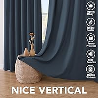 Vista 196 de H.VERSAILTEX Cortinas 100% opacas con aislamiento térmico, texturizadas, de lino, con bloqueo completo de calor y luz, para sala de estar y Negro