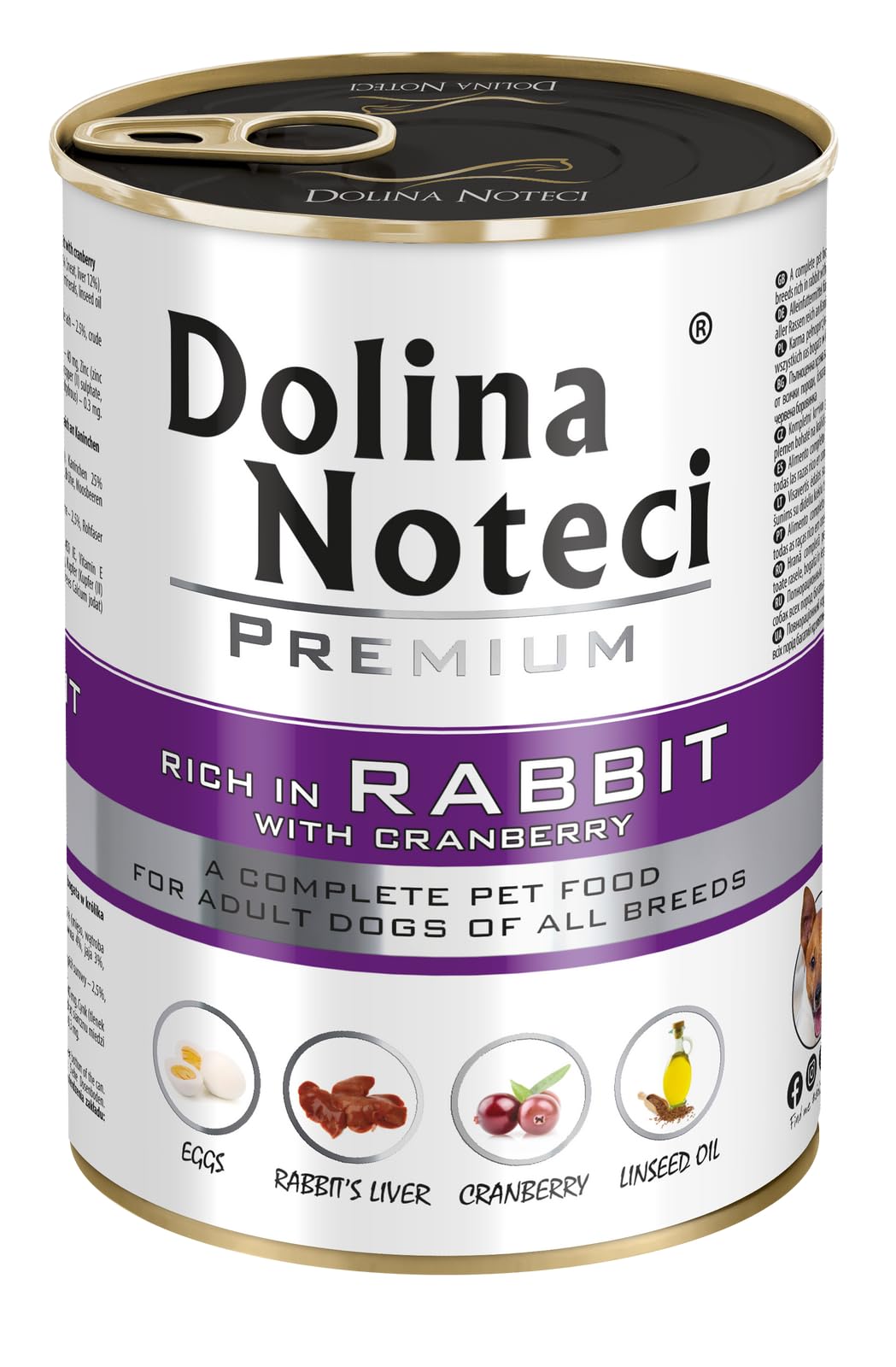 DOLINA NOTECI Mokra karma dla psa bogata w królika z żurawiną puszka 400 g