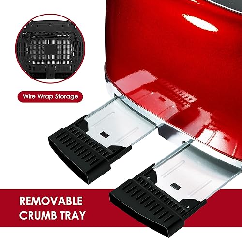 Miniatura 5 de Tostadora Roter Mond Retro de acero inoxidable de 4 rebanadas con función de cancelación de descongelación de bagel, 6 ajustes de tostado, ranura