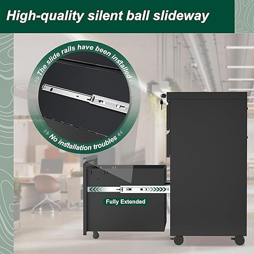 Miniatura 25 de Superday Archivador lateral de 3 cajones, archivadores blancos con cerradura, archivadores de metal con bloqueo, archivador de tres cajones