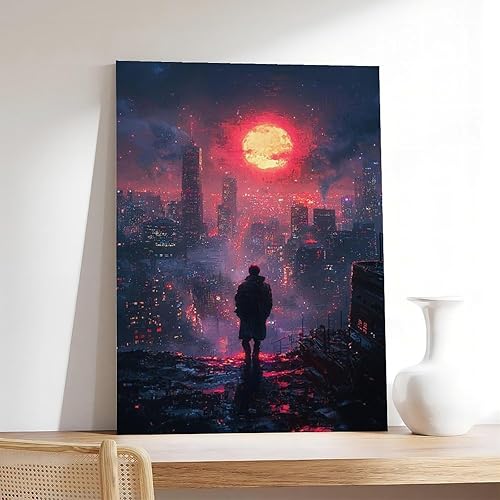 Miniatura 7 de XAHOR Retro Pixel Art Wall Poster  Neon Cyberpunk Cityscape  Glitch Effect Digital Art Canvas Wall Art Print Poster For Home School Office Decor