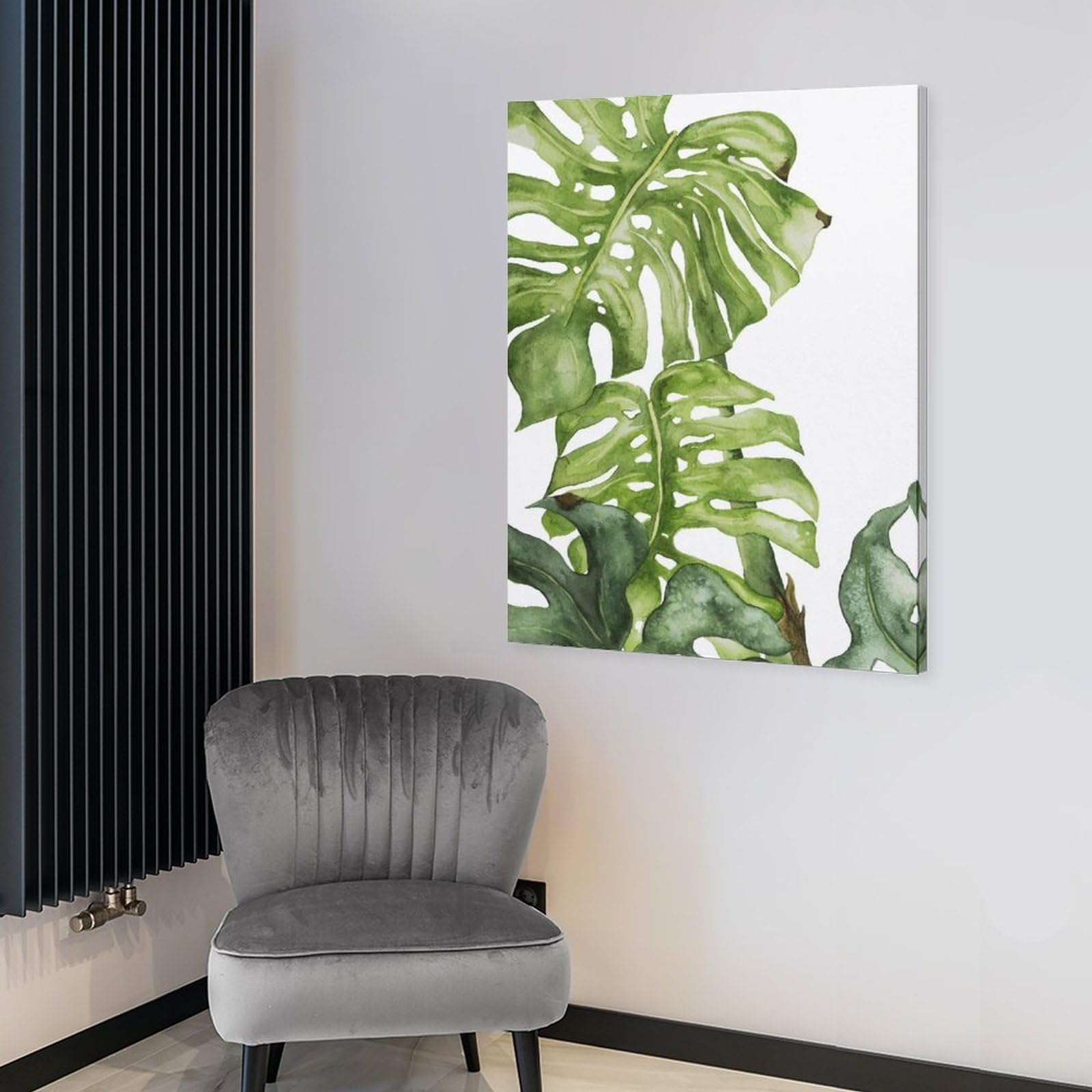 Amazon.co.jp: 絵画 緑のモンステラ植物の水彩画インテリア 絵画