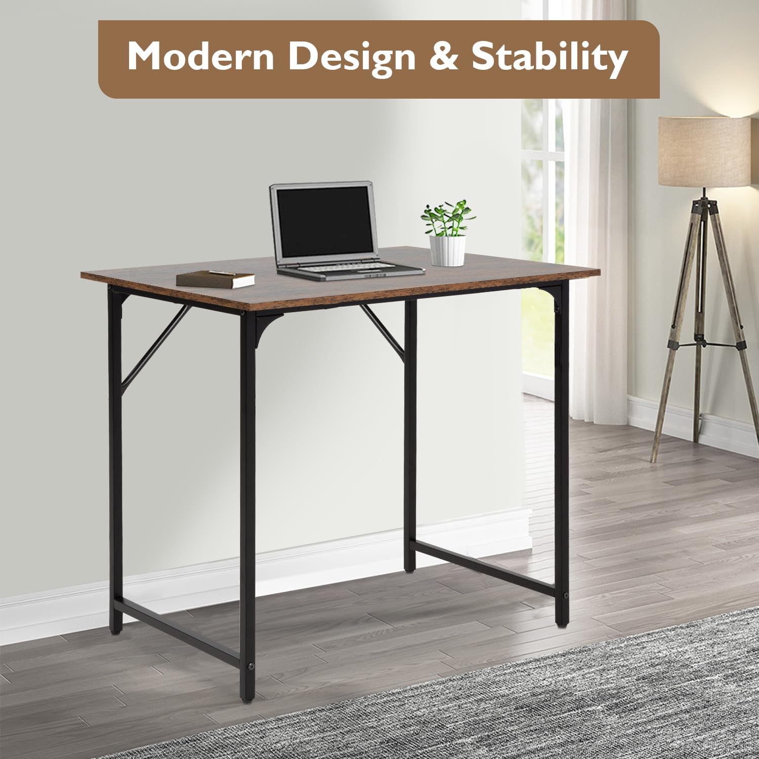 BestOffice Computer Desk,Home Office Desk, Modern Simple Style for Home Office Study Writing (Brown, 32 Inch) - Image 4