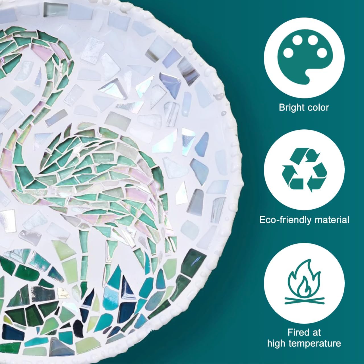 Solustre Ceramic Mosaic Tiles Irregular Shape Green Mixed 200g Pack