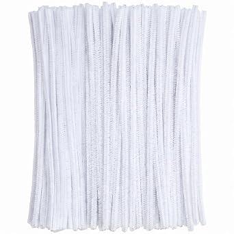 White Pipe Cleaners Craft 100 Pieces Chenille Stems for DIY Art Creative Festival Day Decorations 0.24 x 12 Inch