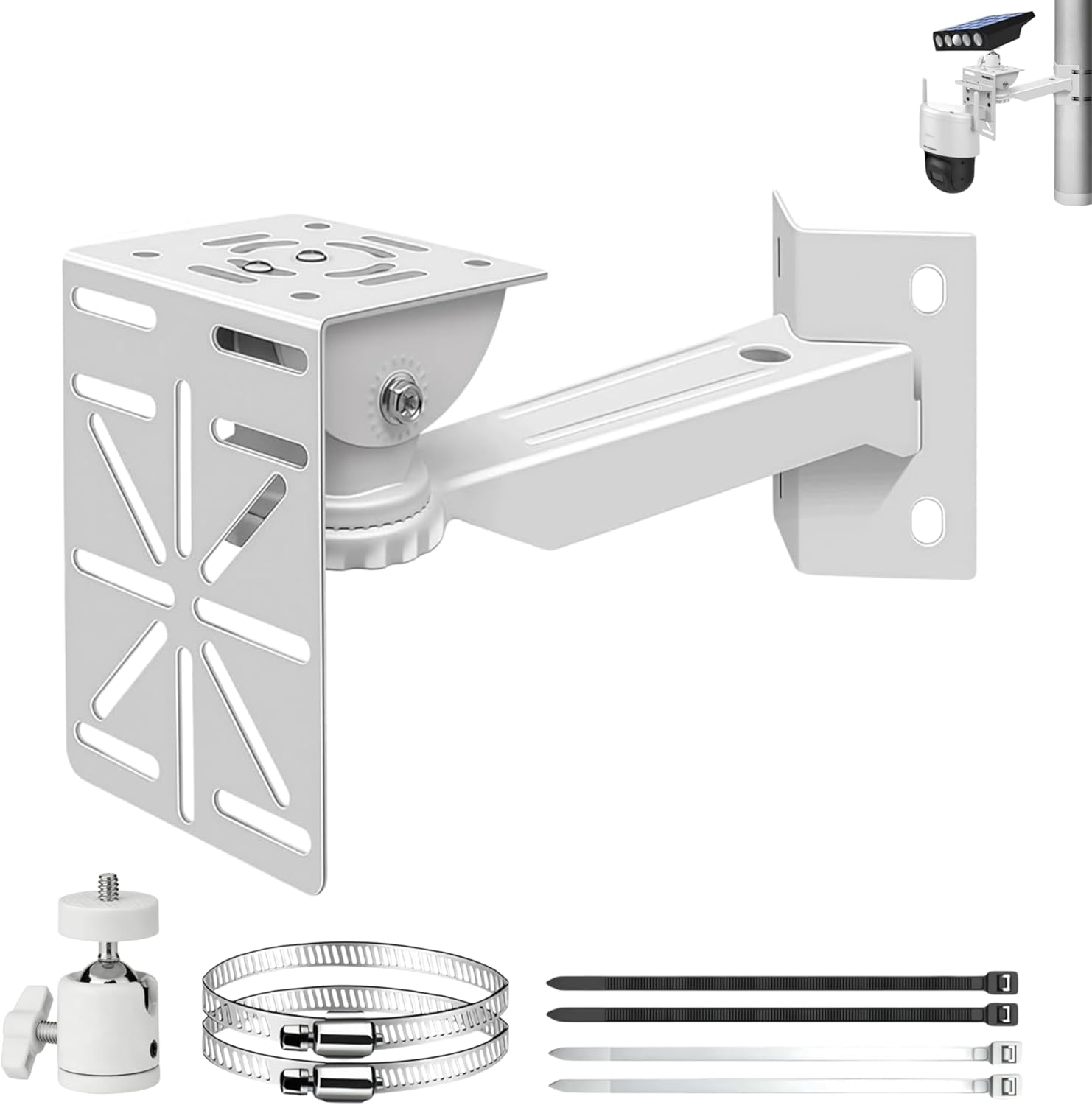 Security Camera Mount System - Modular 3-in-1 Adjustable Clamp-on Bracket | Fit Pole/Corner/Wall, ndoor Outdoo Screw & Clamp Installation for CCTV, Flood Lights, Solar Panels