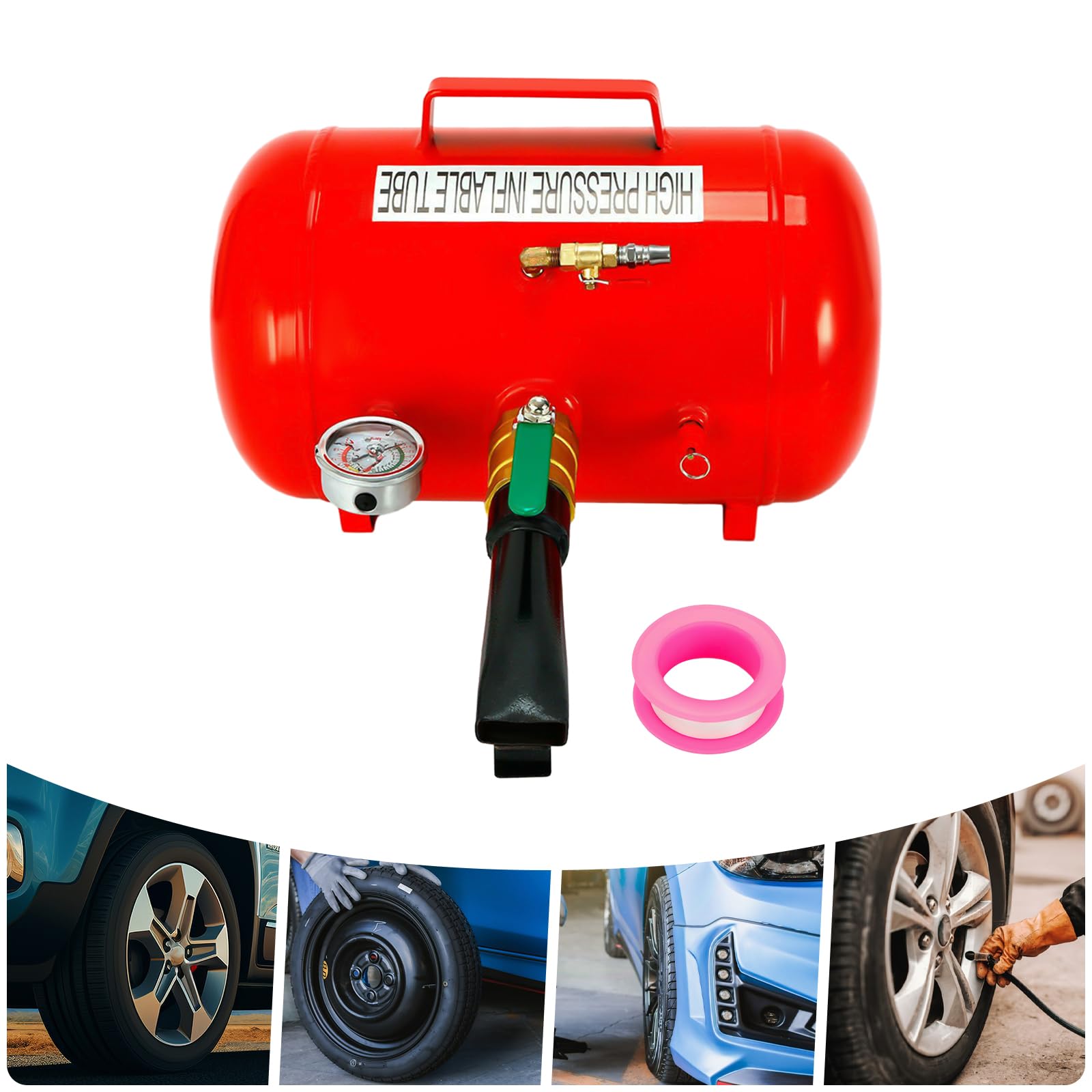20L Tyre Inflator Ruedas Coche con Manómetro de Presión de Aire Preciso, Talonador de Neumaticos Air Blaster Booster Tool Tyre