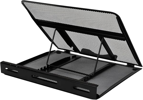 Amazon Basics Soporte de portátil ergonómico, ajustable y con ventilación, apto para portátiles de hasta 17,3 pulgadas, Negro, 33 x 28,7 x 18,5 cm - 4