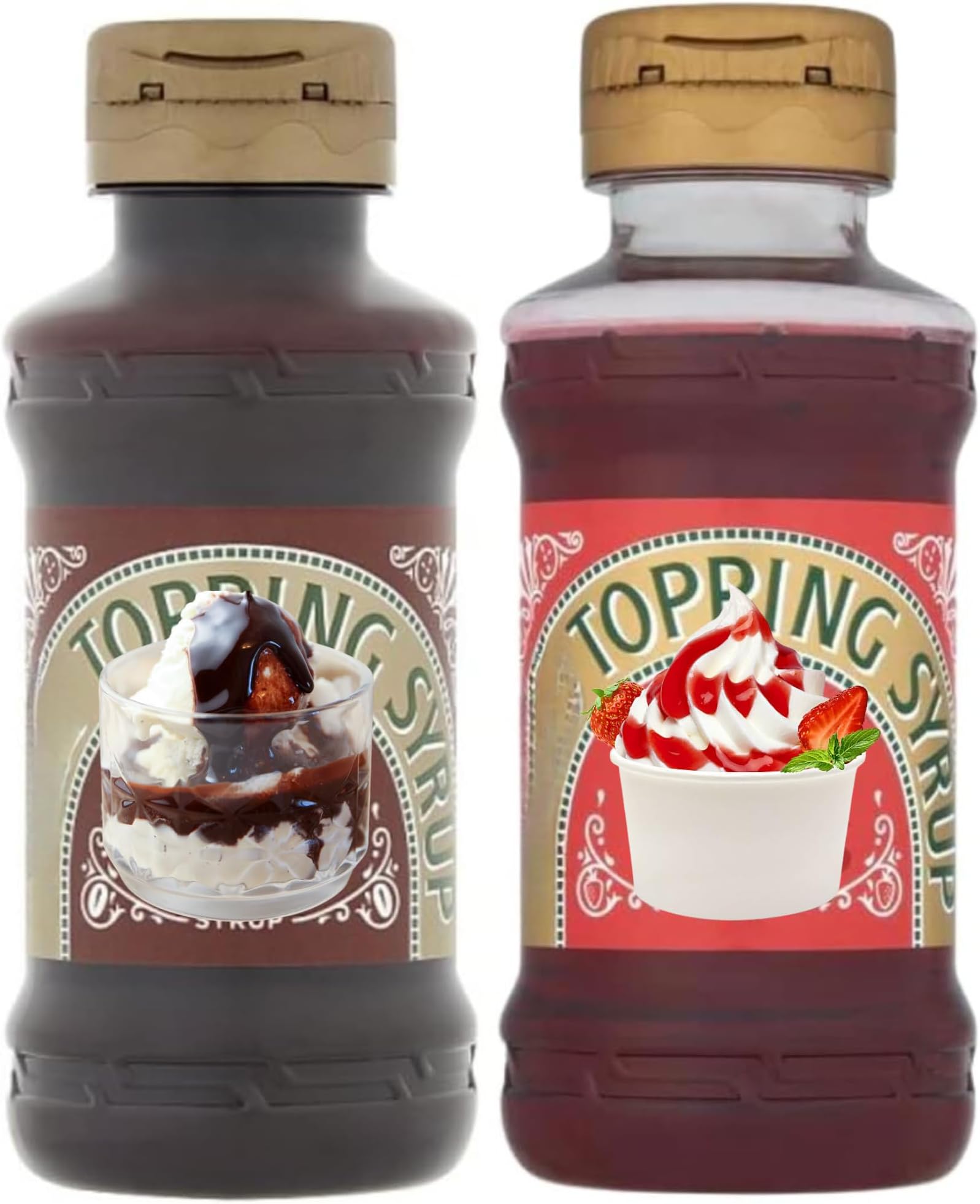 Syrup Bundle with Lyels Squeezy Chocolate Syrup 325g and Squeezy Strawberry 325g (2 Pack)