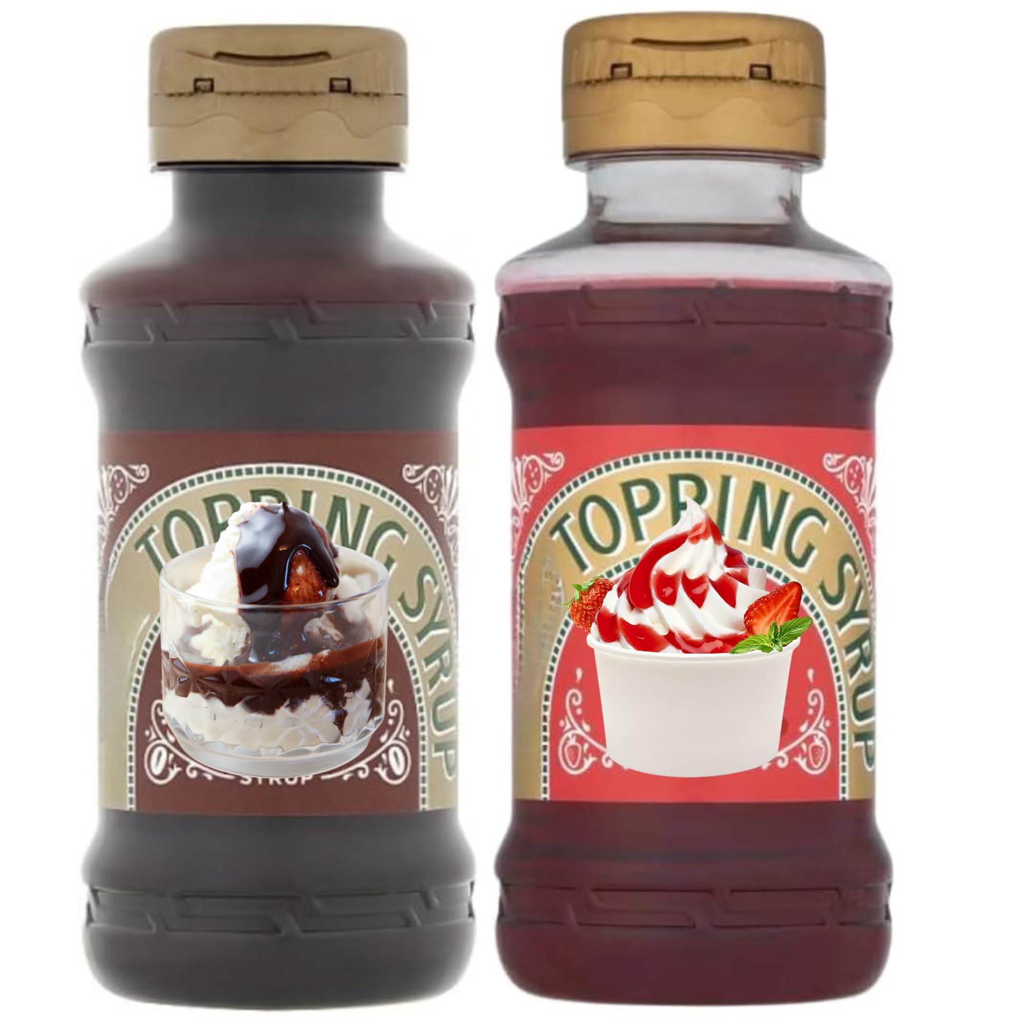 Syrup Bundle with Lyels Squeezy Chocolate Syrup 325g and Squeezy Strawberry 325g (2 Pack)