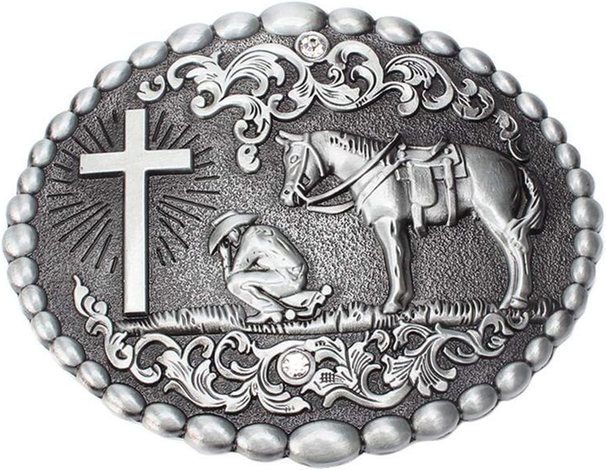 QUKE American Western Celtic Cross Horseman Horse Rhinestone Religious