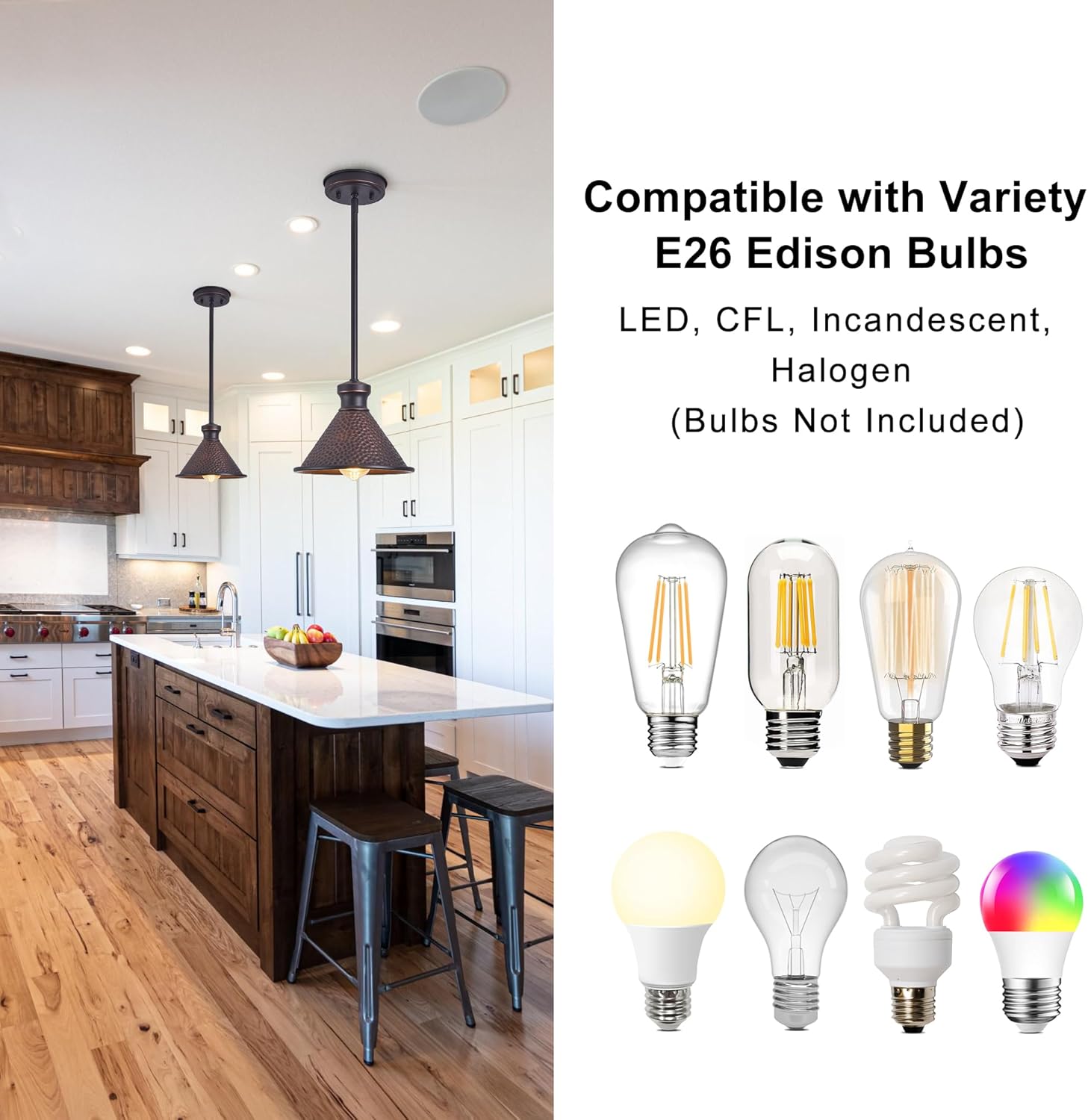 Max 58”Ht Adjustable Tube Mini Pendant,Vintage Hammered Pattern Cast Aluminum Shade,1-E26 Classic Lamp,Oil Rubbed Bronze Farmhouse Hanging Light for Kitchen Island,Entryway,Dining Room.