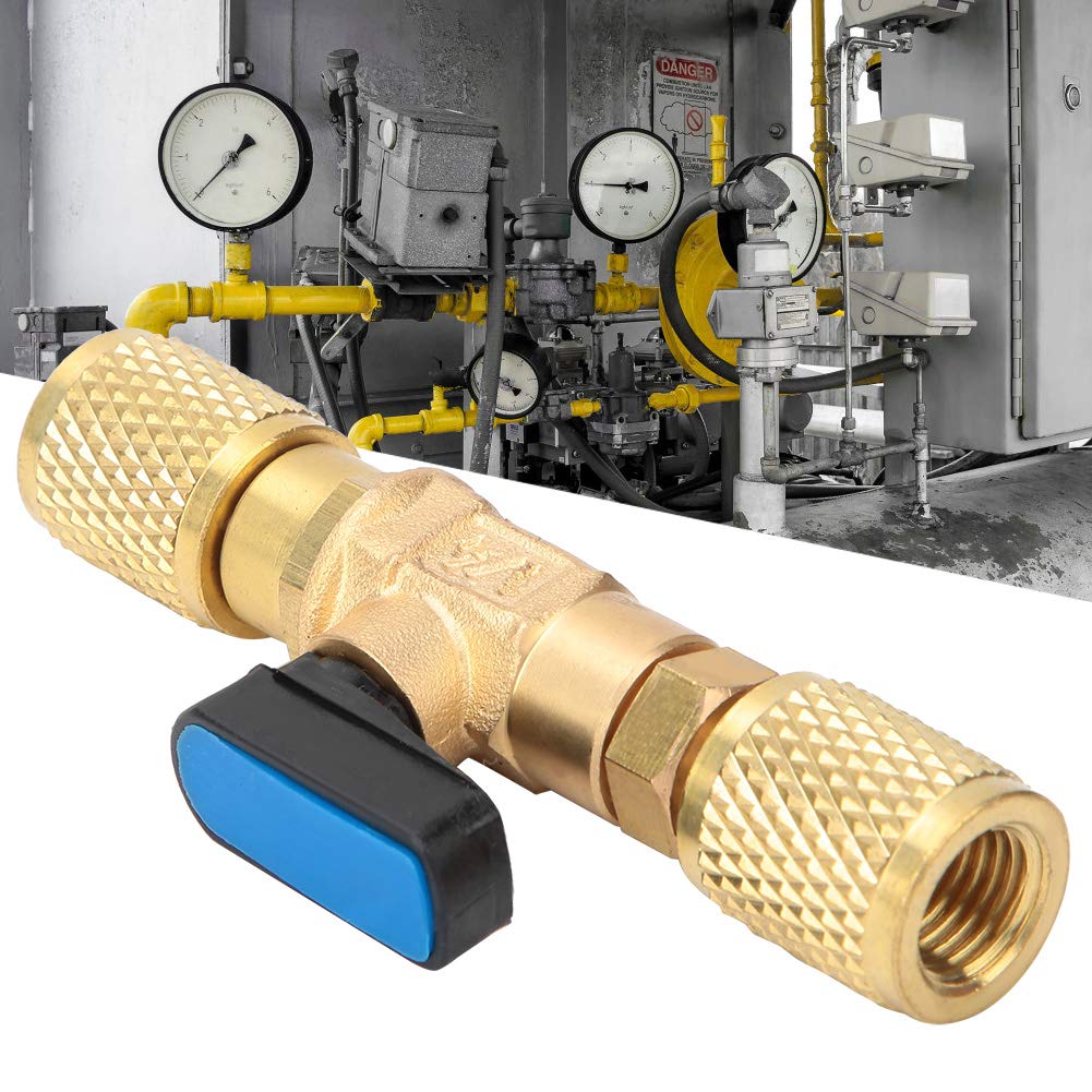 Queen.Y Valvola a Sfera Del Refrigerante G1 / 4 Condizionatore D'aria in Ottone Fine Adattatore per Valvola a Sfera Compatta con Mantenimento Della Pressione per Misuratore di Vuoto Del