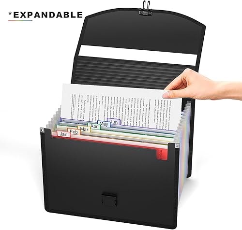 Miniatura 2 de Carpeta de archivos expandible con asa, organizador de documentos portátil con 13 bolsillos, organizador de documentos portátil, organizador de