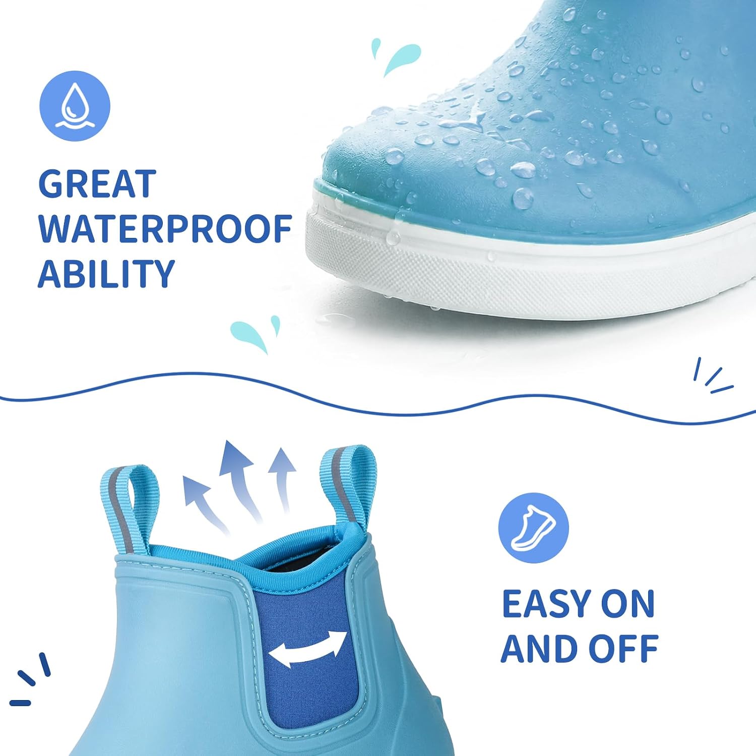 Furuian Kids Deck Boots Waterproof Ankle Rain Boots for Girls and Boys image 4