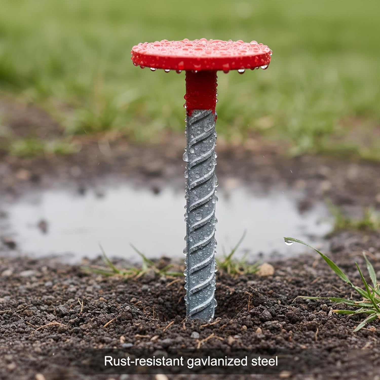 6 Pack Heavy Duty Property Line Markers, 12 Inch Galvanized Steel Survey Stakes with High-Visibility Red Head for Boundary Marking, Land Survey, Construction and Garden Projects