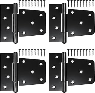 Heavy Duty Gate Hinges - 4 Pack, Black Iron 3.5 Inch Hinges for Wood Shed, Barn Door, Fence Gate Swing (Screws Included)